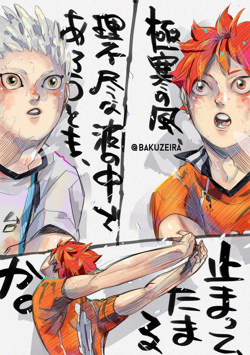 hinata shouyo and hoshiumi kourai illustration by furudate #haikyuu 