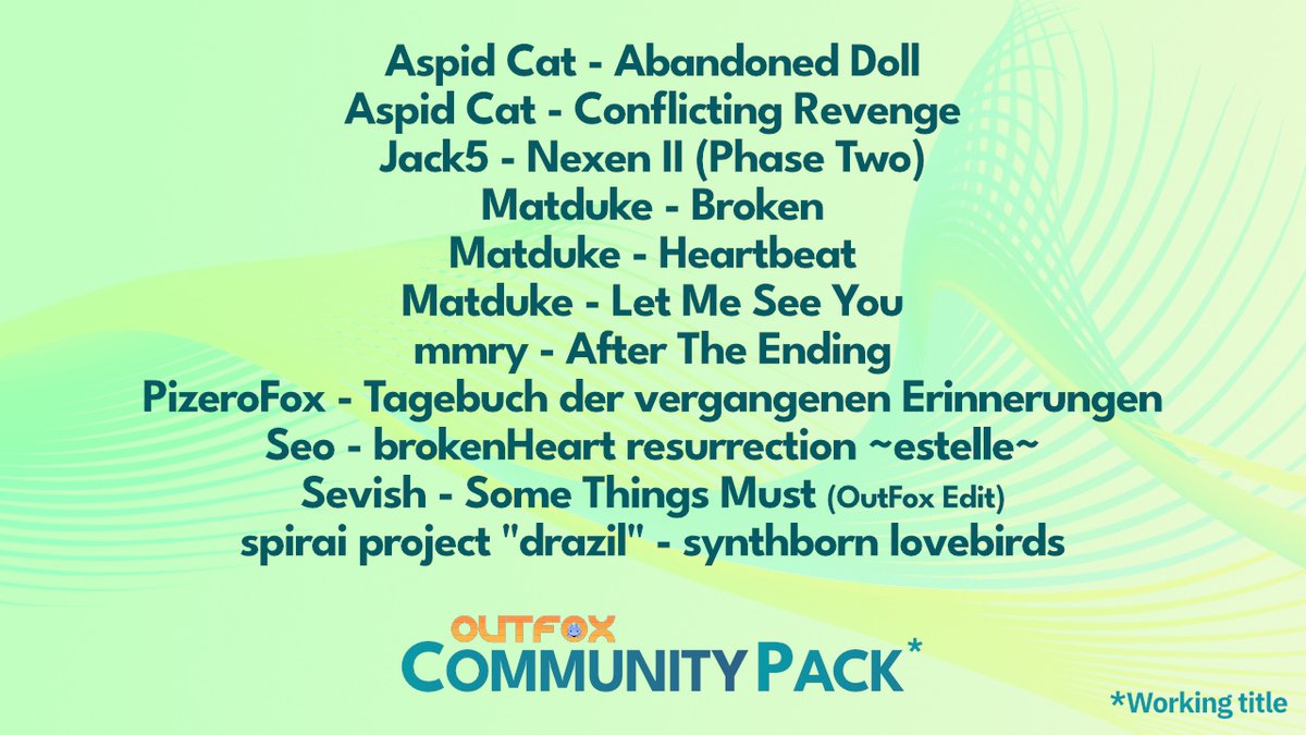 TeamRizu's tweet image. The songs that made the cut for the first #ProjectOutFox community song pack have been revealed!