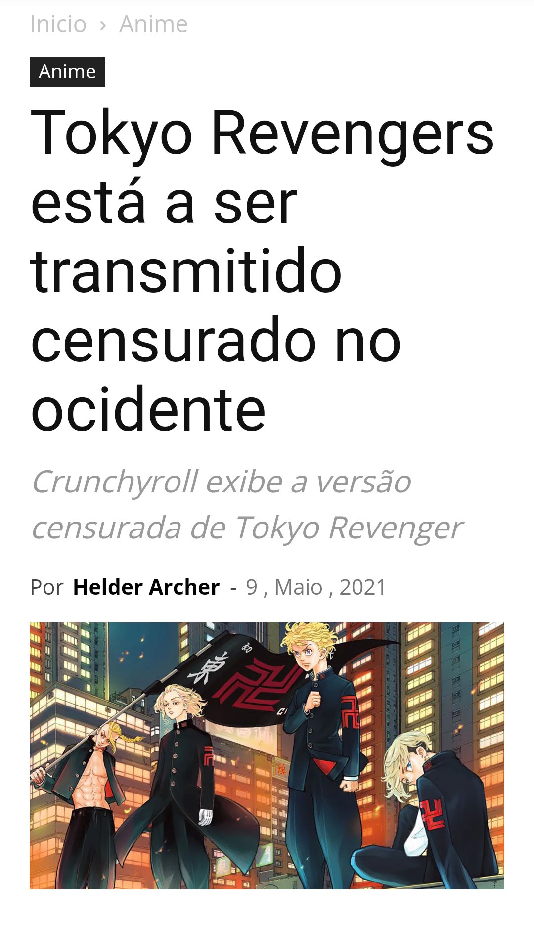 Tokyo Revengers está a ser transmitido censurado no ocidente