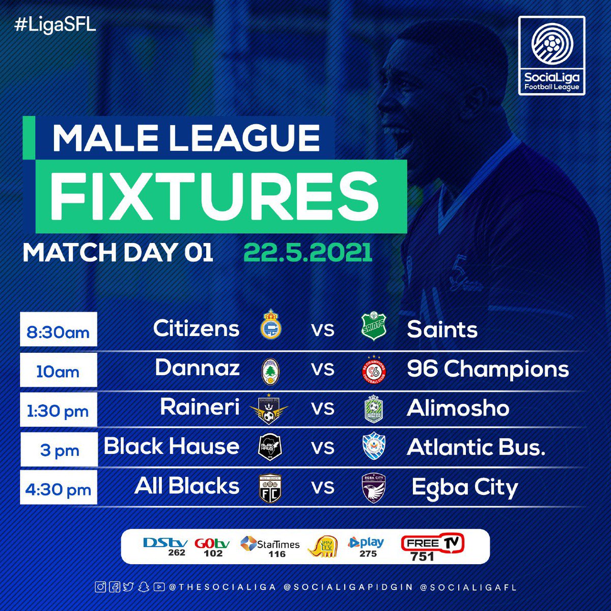 BlakFc's tweet photo. Our First Game will be against @atlantic_bfc in our Maiden Participation of @TheSociaLiga
Come watch beautiful football in a new dimension, Let the FUN begin β½β½π€³π€³
#football #theSocialLiga #SocialLigaFL #WeLoveToHaveFUN
#Egypt80 @RealSeunKuti @SportFlames_ @1on1is1 https://t.co/UrLKQNlveN
