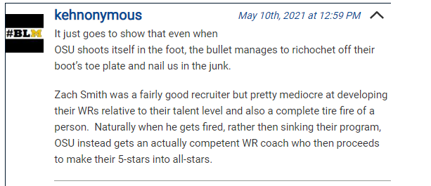 JBook_37's tweet photo. Michigan fans have waived the white flag after they received news that 247's Steve Wiltfong Crystal Ball 4 star WR Kaleb Brown to Ohio State today. Michigan fans thought they were leading. https://t.co/9DRLbGdTM1