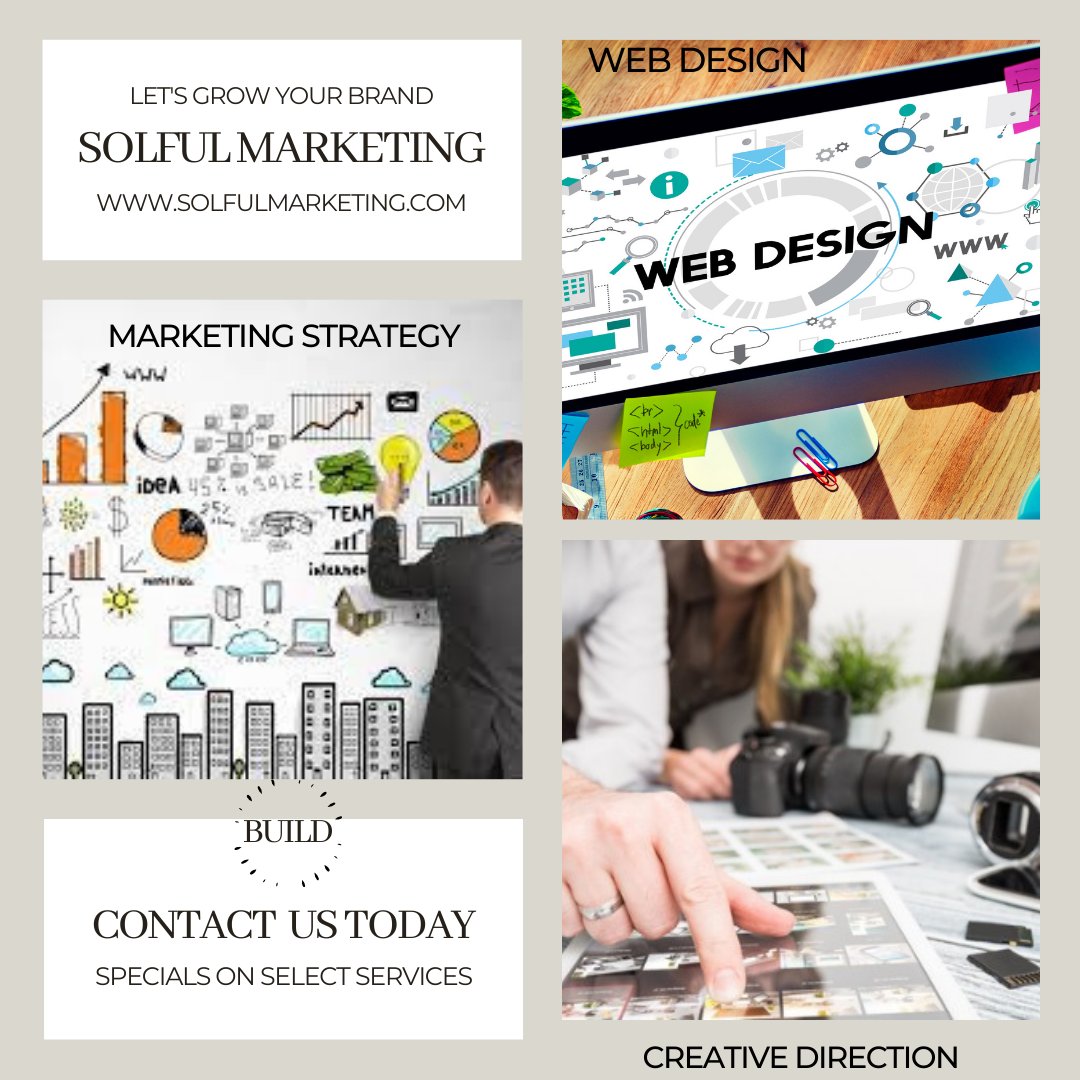 SolfulM's tweet photo. Solful Marketing offers a variety of marketing services designed and customized to help grow your new brand/business! 😍😄

Contact us today for more information on how we can assist you on your journey to success! 

https://t.co/vMRwVxn6as

#solfulmarketing #marketingdirector https://t.co/bNuM1w66VE