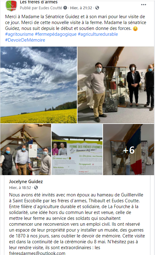 freresdarmes91's tweet photo. Ce dimanche, nous avons l'immense honneur de recevoir pour la deuxième fois Madame la Sénatrice de l'Essonne @JocelyneGuidez à la ferme. Elle était accompagné de son mari. Il est le président de l'Union des anciens combattants. merci à eux pour leur disponibilité et leur écoute. https://t.co/YuLsr2YBeX