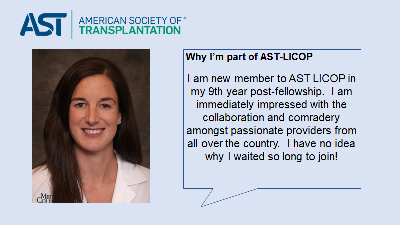 Liver/Intestinal Community of Practice - AST (@ast_licop) on Twitter photo ⚡️AST-LICOP Member Spotlight⚡️
This week we are featuring Dr. Veronica Loy (<a href="/VeronicaLoyDO/">Veronica Loy</a>) -medical director of liver #transplant <a href="/MedicalCollege/">Medical College of Wisconsin</a>
Dr. Loy is very impressed with the "collaboration & comradery" in <a href="/AST_LICOP/">Liver/Intestinal Community of Practice - AST</a>!
Please consider joining us: myast.org/communities-pr… ⚡️AST-LICOP Member Spotlight⚡️
This week we are featuring Dr. Veronica Loy (<a href="/VeronicaLoyDO/">Veronica Loy</a>) -medical director of liver #transplant <a href="/MedicalCollege/">Medical College of Wisconsin</a>
Dr. Loy is very impressed with the "collaboration & comradery" in <a href="/AST_LICOP/">Liver/Intestinal Community of Practice - AST</a>!
Please consider joining us: myast.org/communities-pr…