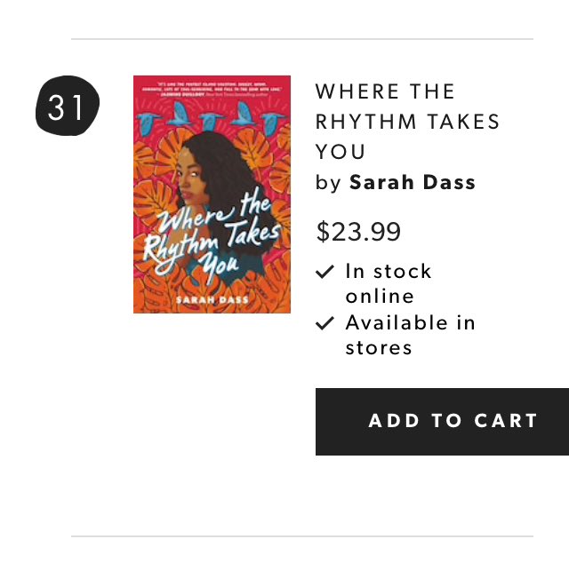 SarahDassAuthor's tweet photo. WHERE THE RHYTHM TAKES YOU is on @chaptersindigo’s Best Teen books of 2021 So Far! ✨

So many great books on this list. I’m trilled that WTRTY was included!

https://t.co/sHhQUTNp99 https://t.co/G0TZdtcLPz