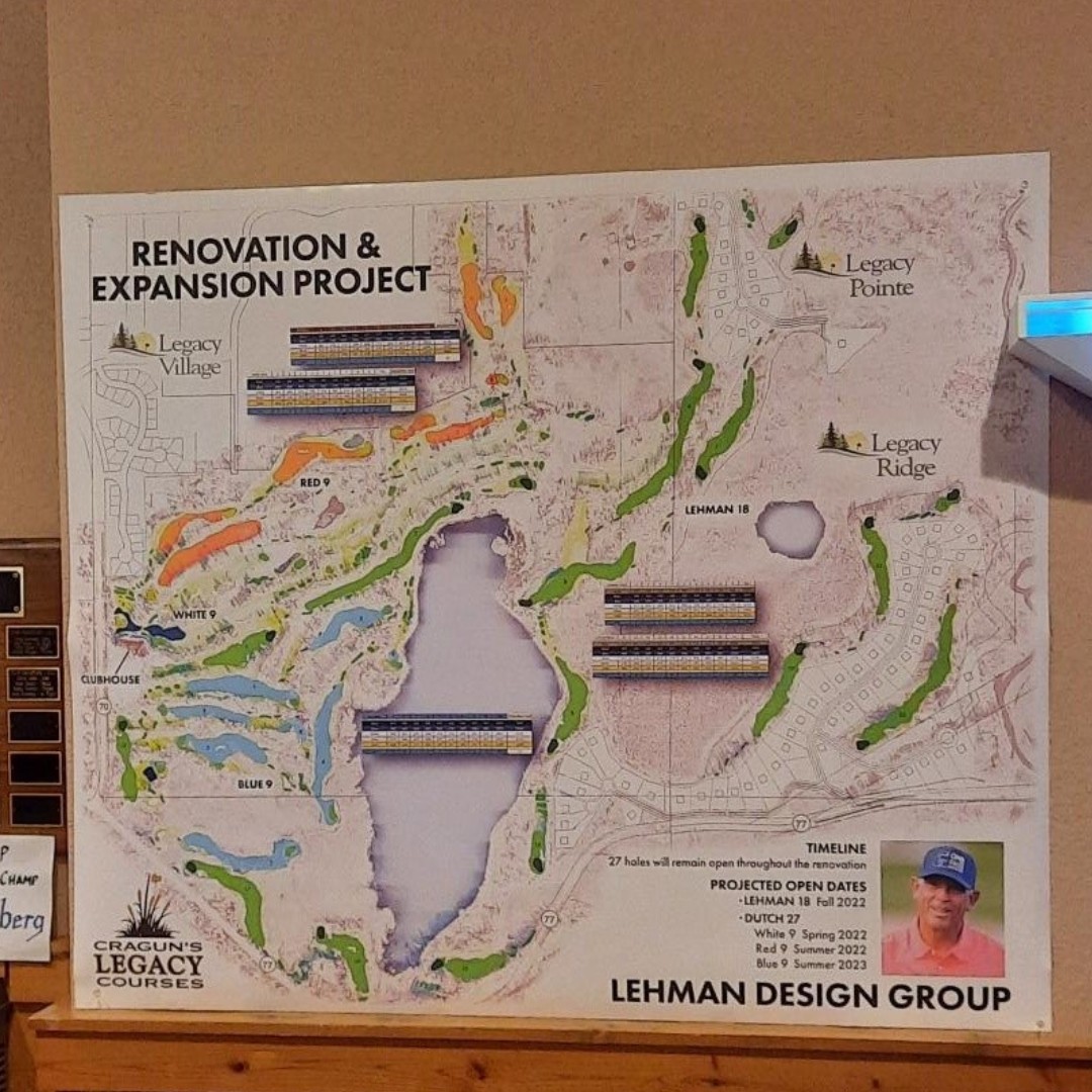 CragunsLegacy's tweet photo. The future of Cragun's Legacy Courses has been posted--Come check out the plans at The Legacy Grille.  #lehmandesign  #redwhiteblue  #7000plusyd https://t.co/EavAig5IDb