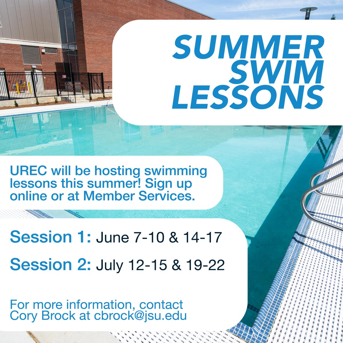 Gamecocks, the URec will be having swim lessons for the summer! The dates for Session 1 are June 7-10 &amp; June 14-17. For Session 2, the dates are July 12-15 &amp; July 19-22. Sign up online or at Member Services!