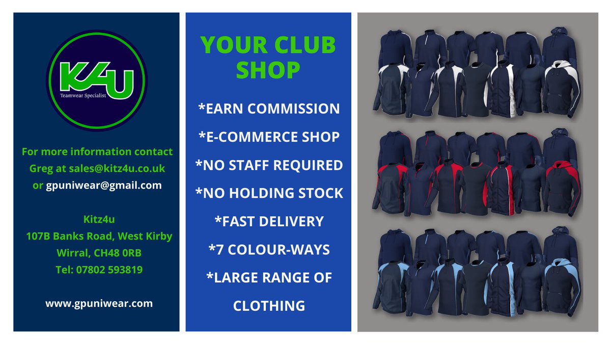 Kitz4u (@kitz4u) on Twitter photo Interested in having your own club shop but been let down with delivery, stock, poor customer service. Would you like an e-commerce shop where you earn commission on everything you sell but without holding your own stock! Contact Greg at sales@kitz4u.co.uk for more information. Interested in having your own club shop but been let down with delivery, stock, poor customer service. Would you like an e-commerce shop where you earn commission on everything you sell but without holding your own stock! Contact Greg at sales@kitz4u.co.uk for more information.