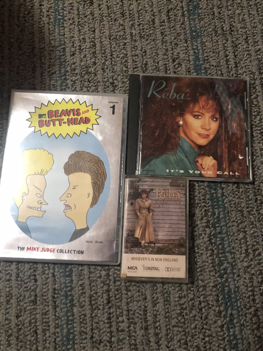 5/10/2021 - my featured artist collection of the day:  @RebaBeavis and Butt-Head volume 1 DVD setIt’s Your Call album CDWhoever’s In New England cassette album