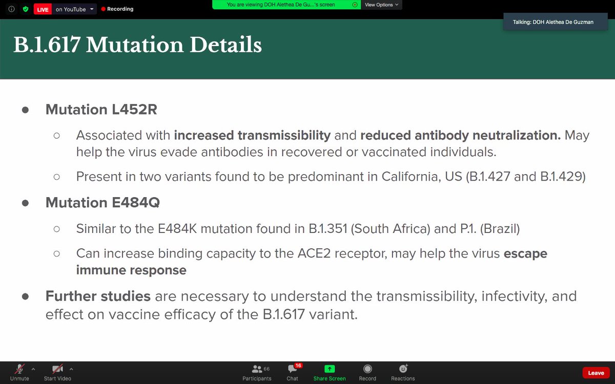 What mutations are in the B1617 variant? DOH's Dr. Thea De Guzman explains. | via  @raphbosano