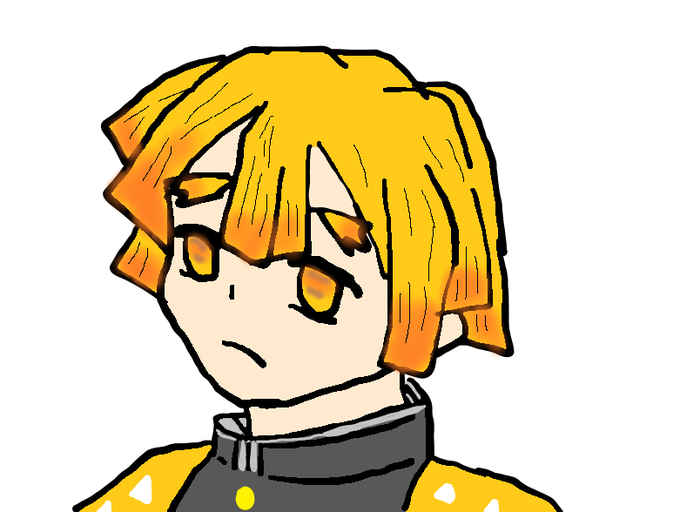 勾玉ピーチ☯️🍑さんがTwitterに投稿した我妻善逸(鬼滅の刃)のイラスト。