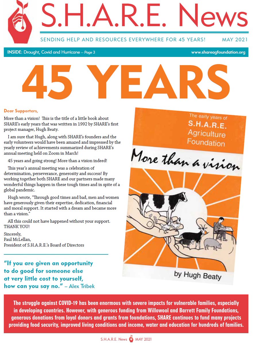 Read S.H.A.R.E.'s spring newsletter. 45 Years and "More than a vision". shareagfoundation.org/wp-content/upl…