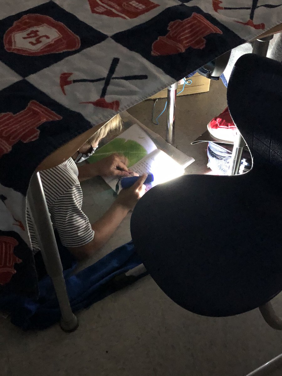 rachelshamey's tweet image. Flashlight reading under our forts for F day! @MeriwetherLES