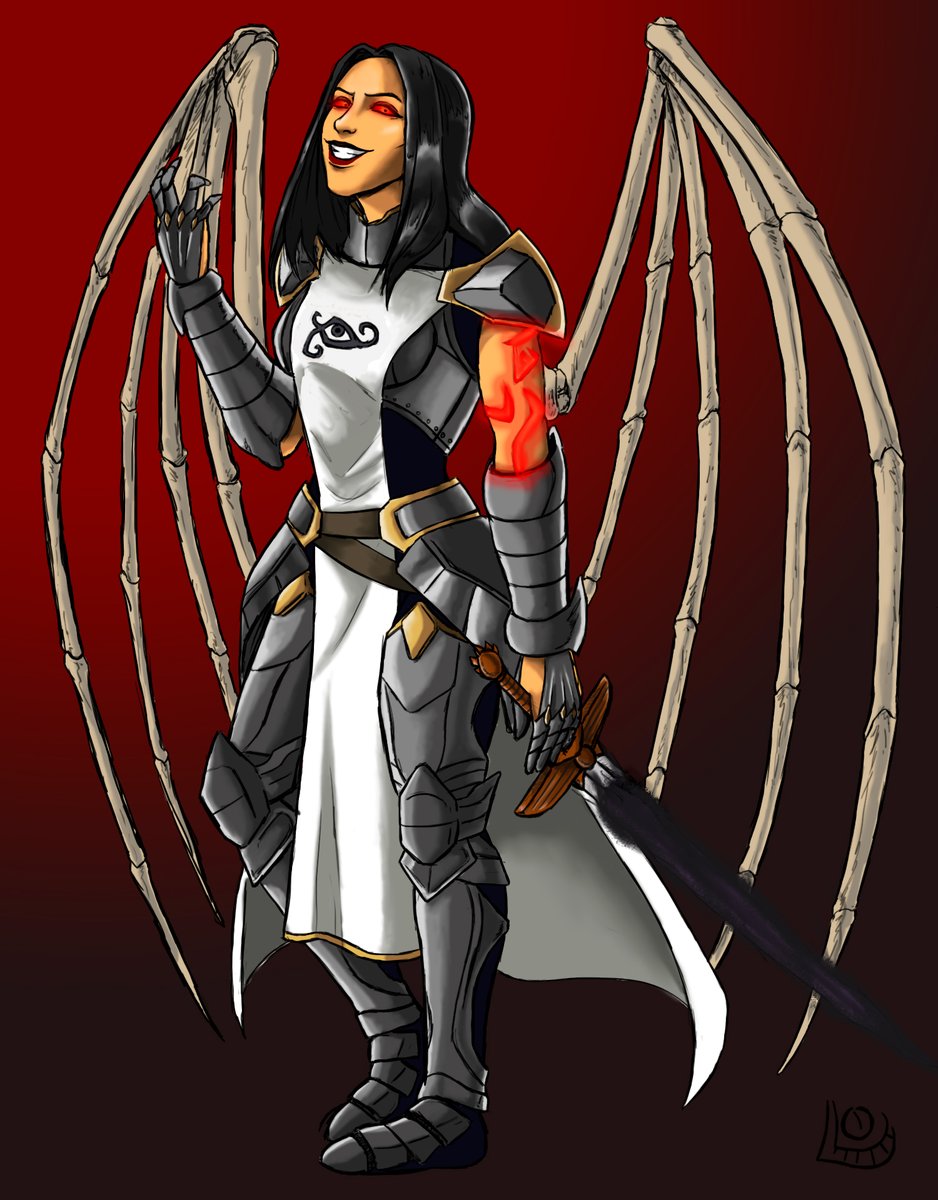 Llangostain's tweet photo. Vamos con una doble: Viridiana, la paladina que a veces te achucha, a veces te parte el cuello, depende de cómo se levante. Otra comisión para Astharots.
#dnd5e #dndart #paladin #aasimar #oc #comison https://t.co/GaTblxD0GR