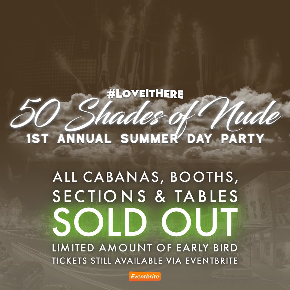 iamdjtp1's tweet photo. IN LESS THAN 24 HOURS ALL CABANAS, SECTIONS, BOOTHS, &amp; TABLES SOLD OUT 😇🐐 ONLY 18 EARLY BIRD TICKETS LEFT, CLICK THE LINK TO GRAB ONE https://t.co/0L52WBcfEP

 You’re gonna #LoveItHere 🤎 and Don’t forget to #ComeNude 😩 https://t.co/tVZ3yHPy6L