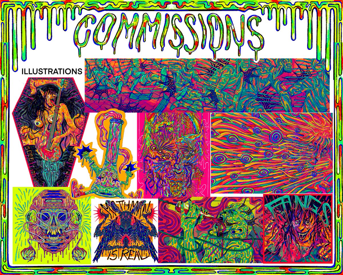 hiiiii anyone interested in a funky commission? 
DM or email me at elyse.illustration@gmail.com for inquiries <3 
I am also available for freelance projects!! 
here's a bunch of my work but you can find more at https://t.co/jILwBNClaY 