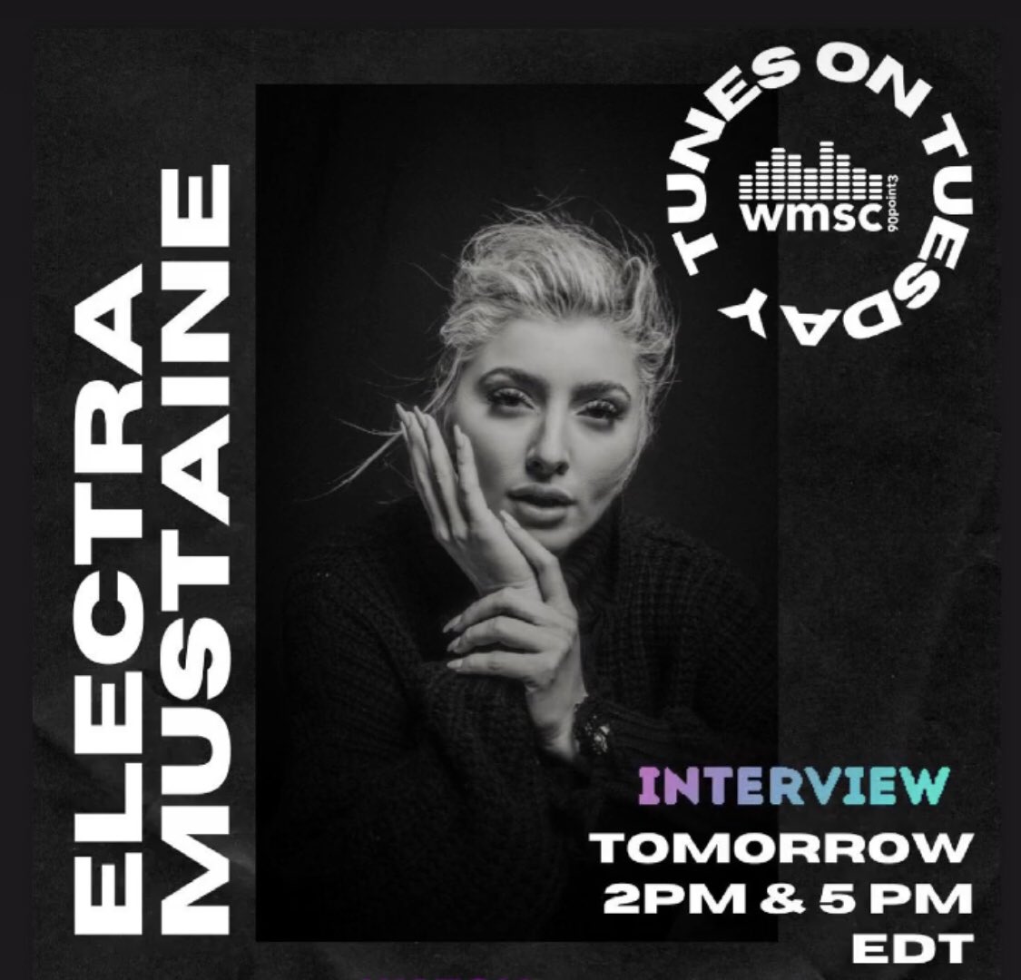 New artist alert: tune in to “Tunes on Tuesdays”to hear <a href="/JaredTauber/">Jared Tauber</a>’s interview with pop artist <a href="/electramustaine/">ELECTRA⚡️</a> and hear her debut single “Evergreen” play on #collegeradio! 📻: 90.3FM 
📱: <a href="/iHeartRadio/">iHeartRadio</a> &amp; wmscradio.com
#newmusic #summervibes