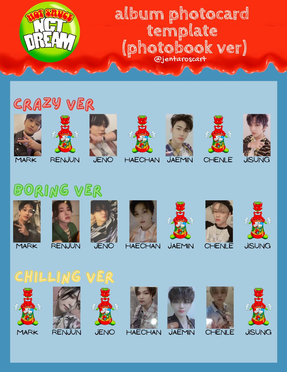 nct dream hot sauce album photocard template! UPDATE!! • jaemin