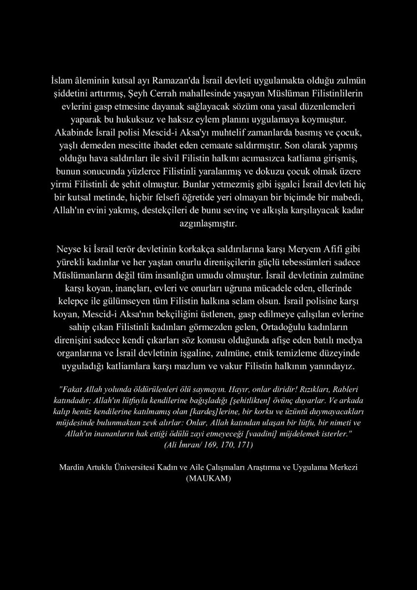MAUKAM olarak sözümüzdür...
#AlAqsaUnderAttack 
#FreeQuds 
#MescidiAksaOnurumuzdur