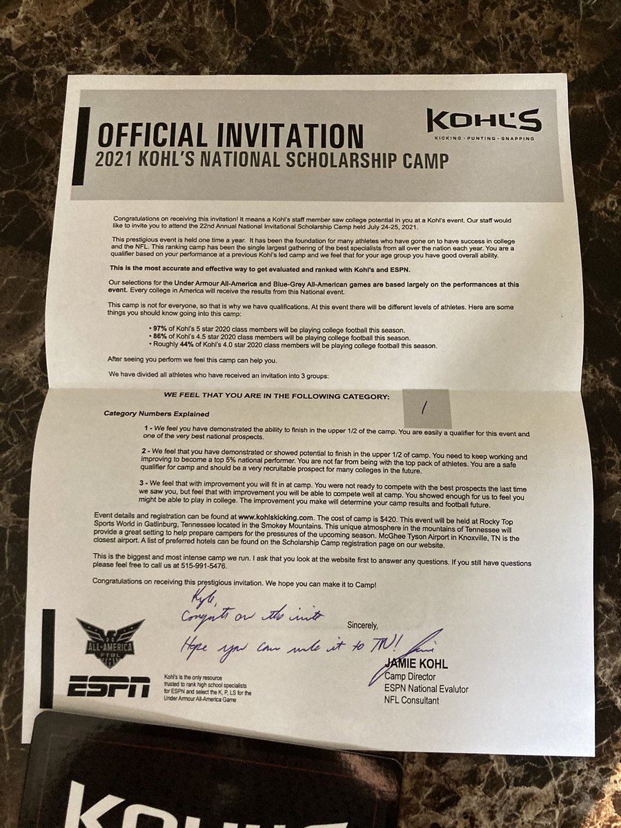 What a day! Cant wait to compete! <a href="/KohlsKicking/">Kohl's Kicking Camps</a> @CoachSidders <a href="/BronsonSmith20/">Bronson Smith</a> <a href="/CoachKrysl/">Mike Krysl</a> <a href="/CoachSFountain/">Scott Fountain</a> <a href="/MK_Taylor59/">M.K. Taylor</a> <a href="/Coach_MBrock/">Matt Brock</a>