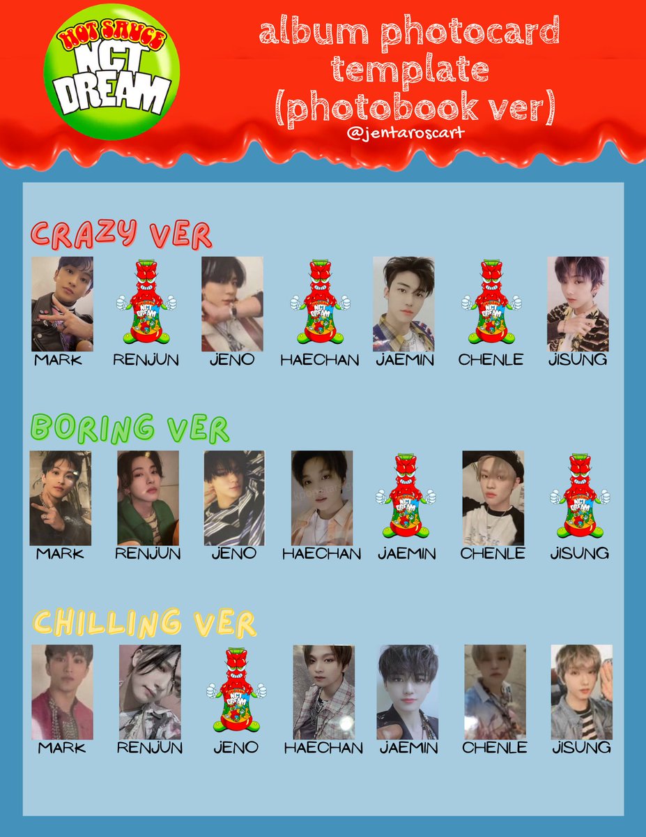 nct dream hot sauce album photocard template! UPDATE!! • jisung