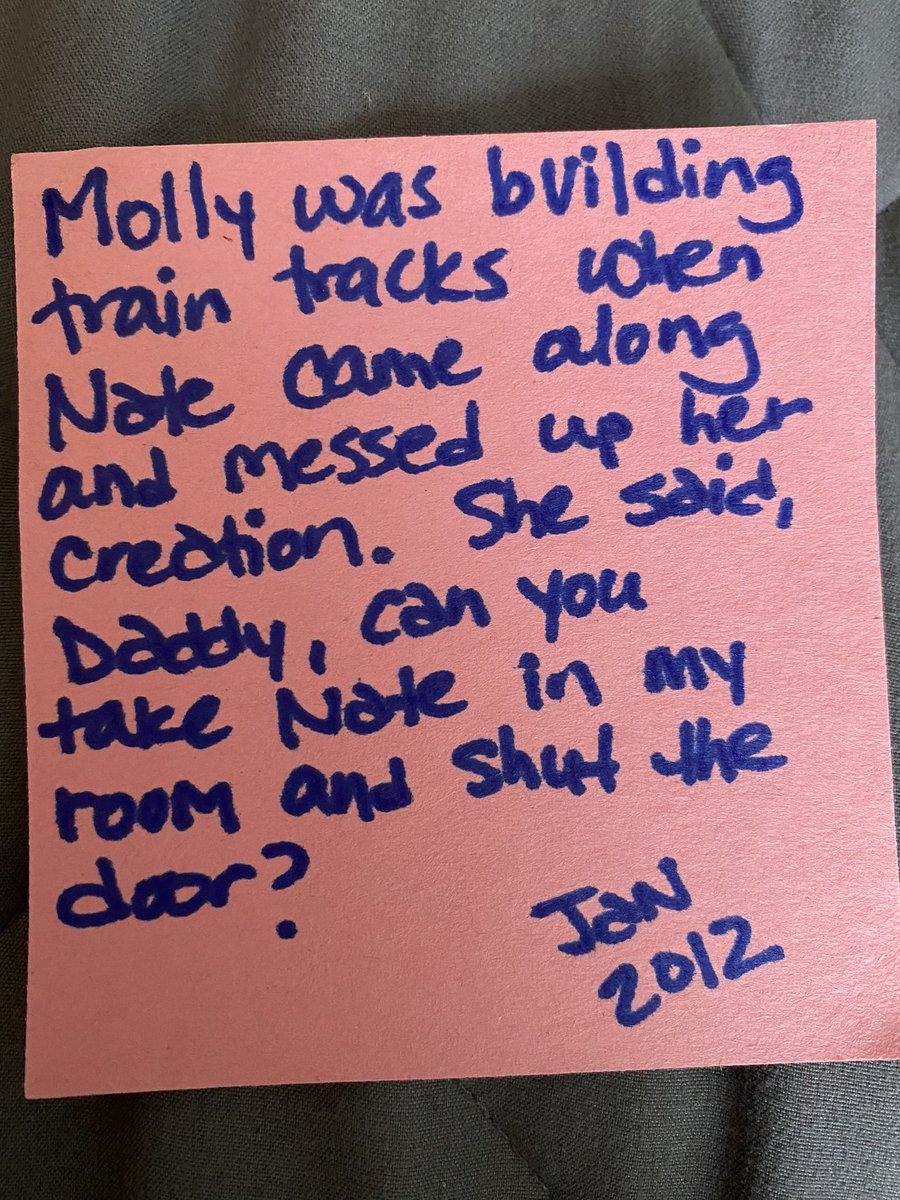 Remember Molly’s poem “Where I’m From”? She wrote that she was from the orange box in the garage. Here’s that box . It’s from 2012. Nate turned 2 in July, Molly 4 in Oct. I was juggling law and two young kids without help at home. No time for elaborate baby books.