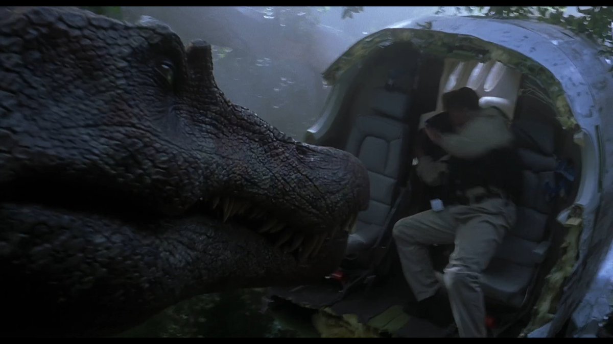 The effects are still practical for the most part as this is just before 3DCG fully took over movies. The puppetry holds up pretty well too. Not as well as the original, but it's good stuff.Oh, uh, death count is at 4.  #JurassicThreewatch