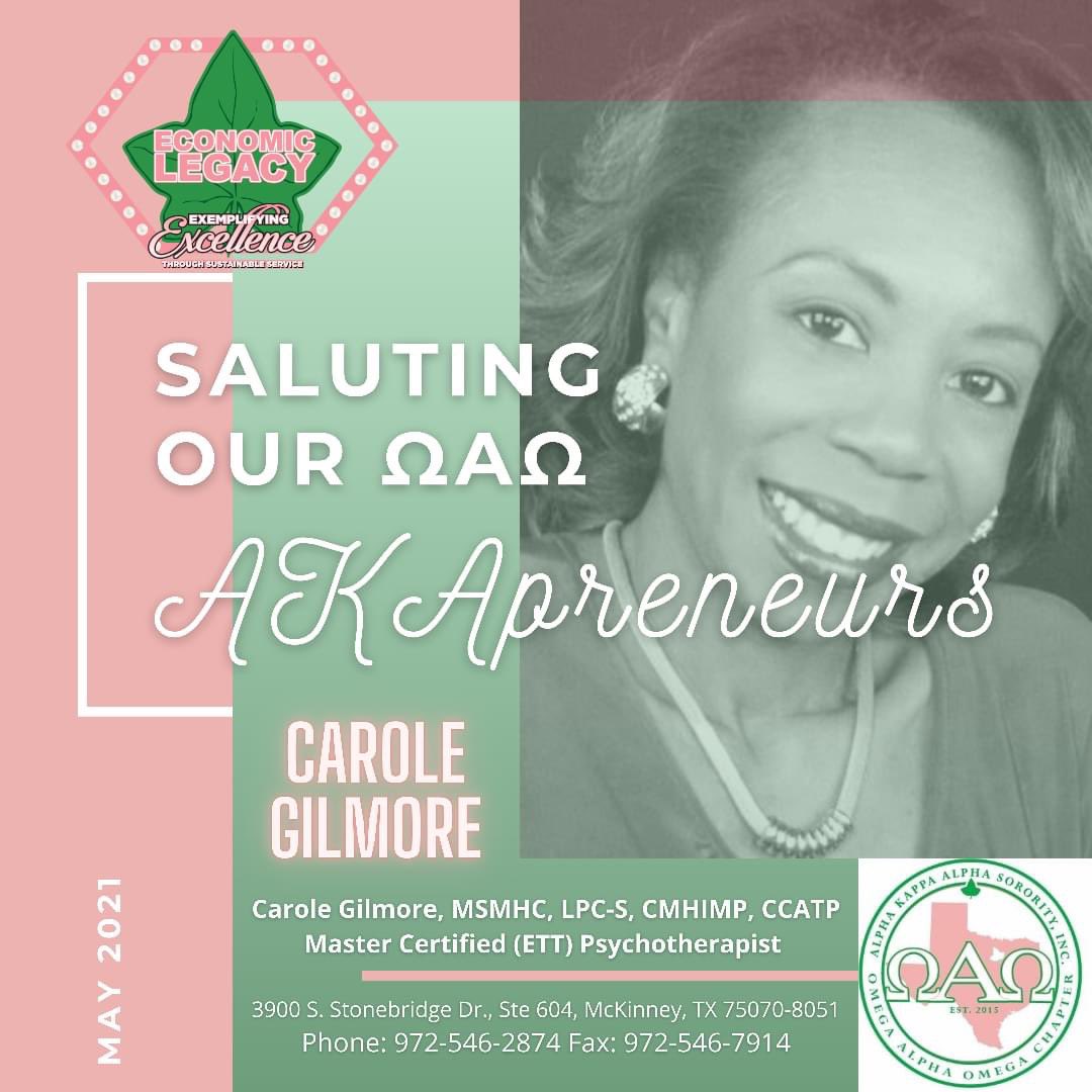 oao1908's tweet photo. May 2021 Edition –“AKApreneur Spotlight” -Carole Gilmore
#AKA1908 #AKAOAO #OmegaAlphaOmega #OAO #AKApreneurs #AKATarget3 #Entrepreneurship #BlackDollar365 #WeAreSouthCentral #BuildingYourEconomicLegacy https://t.co/fUoc7np2sD