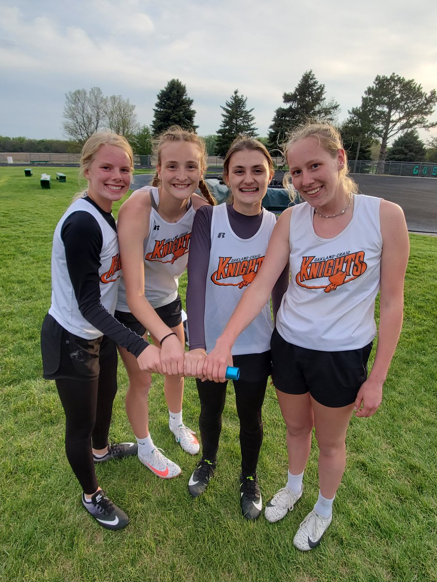 Another School Record!! This group shattered the old record by about 3 seconds in the 4 x 400. Waiting on official time but 4:28 and change. @OC_Knights