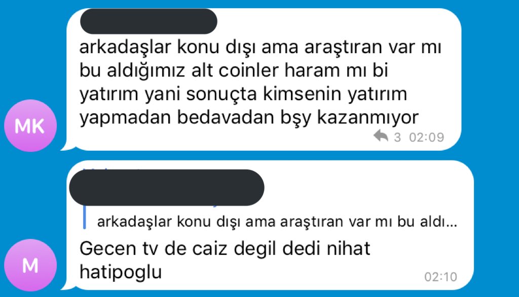 coin grubundan 1 yeni mesaj..