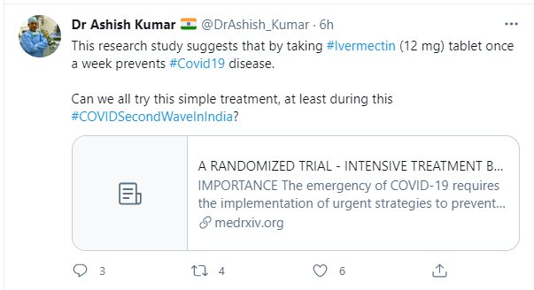 2...the  #science, but bcoz National institutions such as  @aiims_newdelhi/ certain govts  @goacm endorse it - without getting into the science of it. Nw,  #ivermectin is slowly bcoming nationalist boy scout of  #medicine in  #India, wrngly endorsed by naïve students/senior professors.