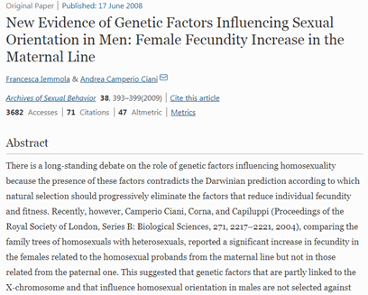 La segunda hipótesis, que no tiene que excluir a la primera, es la que los genes de la homosexualidad traen ventajas evolutivas a los individuos con más tendencia hacia la heterosexualidad, algo que fue demostrado por un estudio.