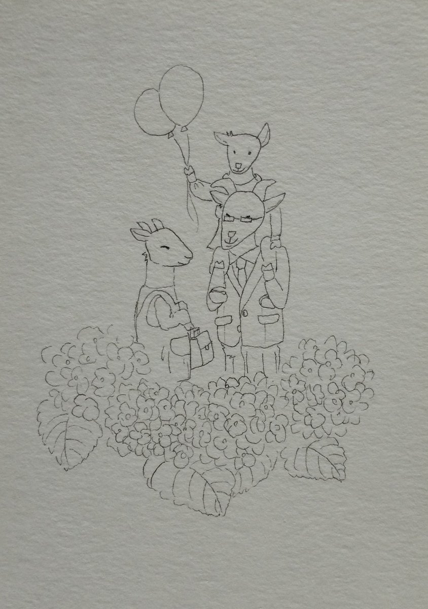 Harumin 父の日に向けて 下絵を描きました ほのぼのした家族愛が伝わる絵にしたい イラスト メルヘン ドローイング ペン画 絵描きさんと繋がりたい