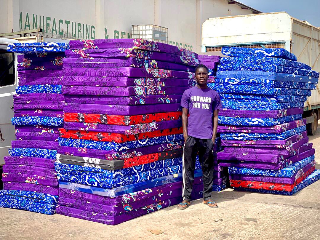 forwardforyou's tweet photo. Today we were able to purchase and deliver 100 mattresses to 4 Quranic Schools/ Orphanages. Thank you all for the immense support shown. We are almost at our target 🎉🎊✨. #ForwardForYou https://t.co/p958CO07VV