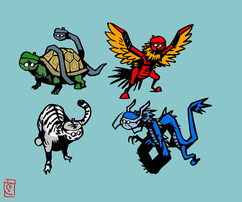 漫画家四神 漫画家ヒーローズオリジナル 漫画家ヒーローズ 玄武 朱 花小金井正幸 猫フィギュア にゃにゃにゃにゃ ず 発売中 のイラスト