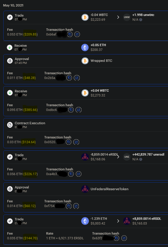 1/xMy   http://fees.wtf  has been 6 figures for longer than I care to remember, but I try to factor those costs into my investment decisions.There& #39;s been comments regarding the  $eRSDL launch being only beneficial for whales, so I& #39;m running a test during 300 GWEI+ peaks: