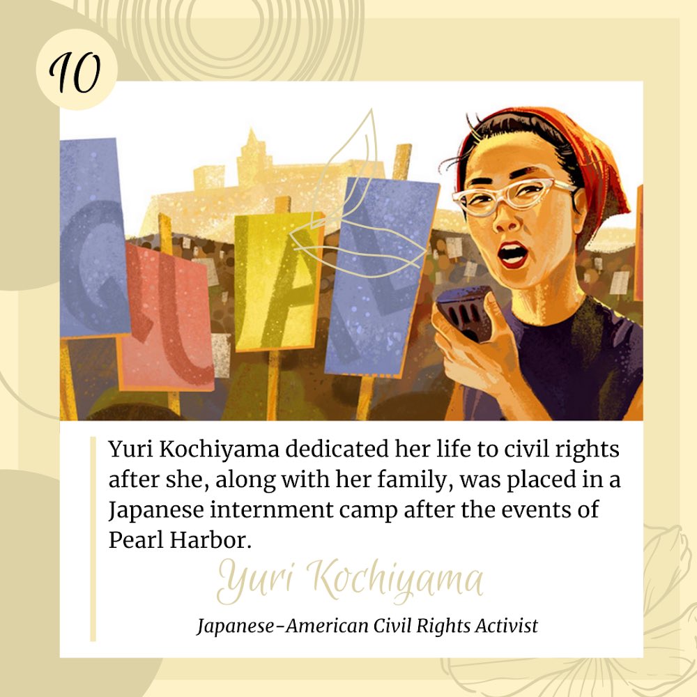 May 10: Today we are featuring Yuki Kochiyama. Kochiyama was an American civil rights activist that started her journey after her entire family was placed in an internment camp. After relocation, Kochiyama met Malcolm X and their friendship influenced her work. #AAPIHM #aapi