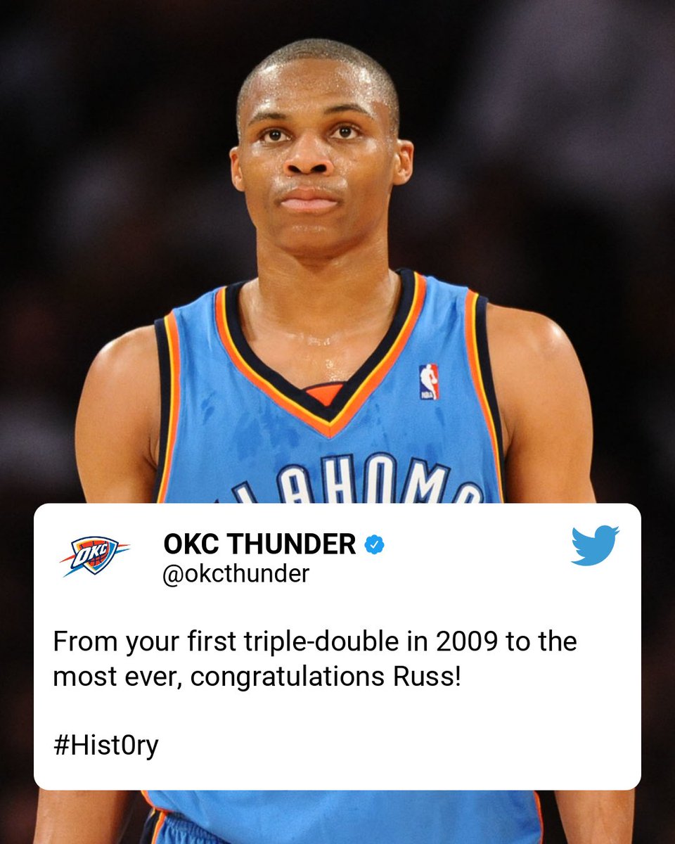 espn's tweet image. The @okcthunder took a moment to congratulate Russ ❤