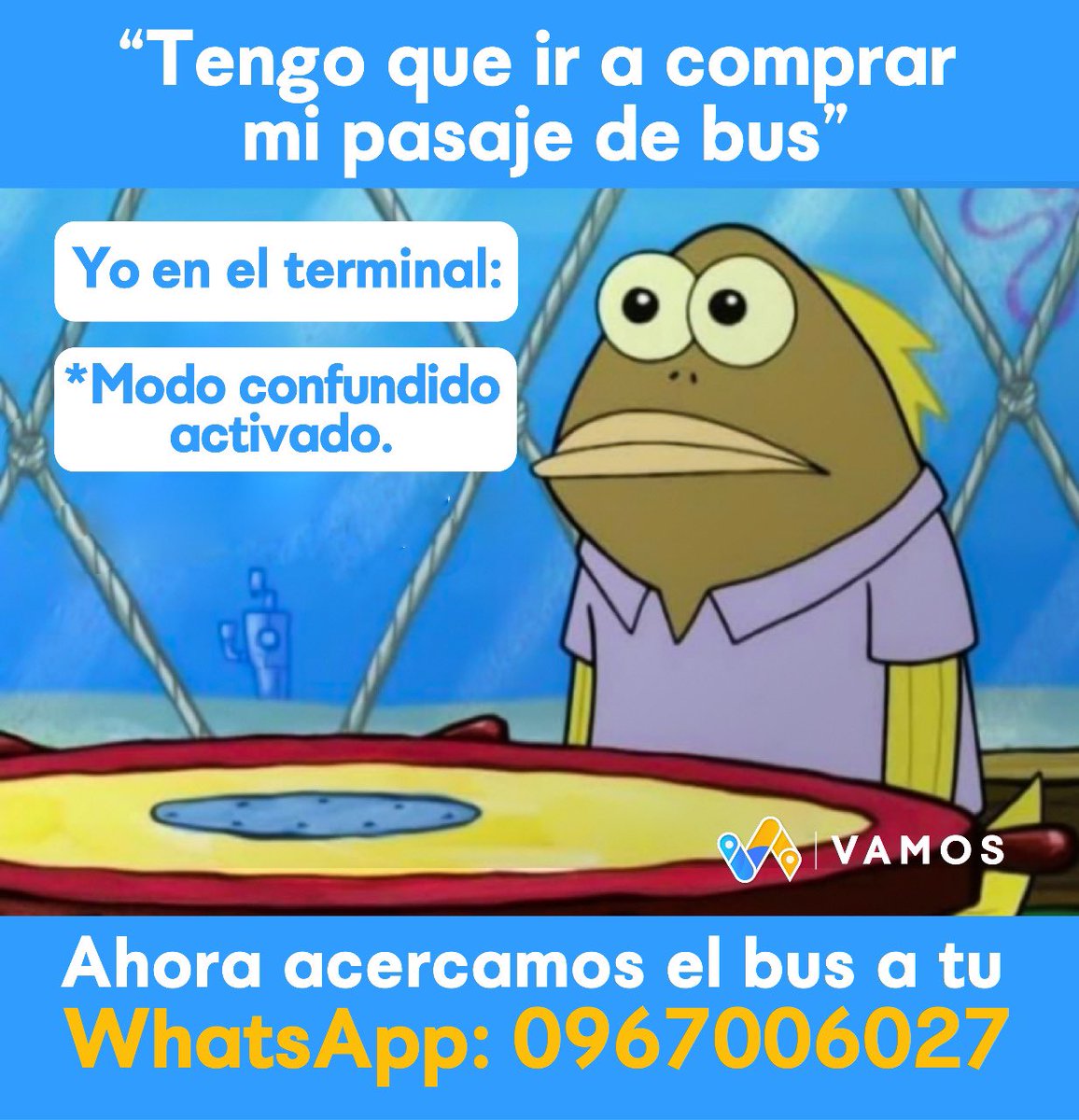 ¡Comprar un pasaje de bus ya no es confuso! 🎉🗺
 
Ahora puedes comprar tu pasaje por WhatsApp con anticipación: 096 700 6027 📲 o dale click para: 

1️⃣ Información de horarios y rutas: 👉bit.ly/2MPoUEX

2️⃣ Comprar tu pasaje: 👉 bit.ly/3sUyjKY

#VamosPasajes🚌
