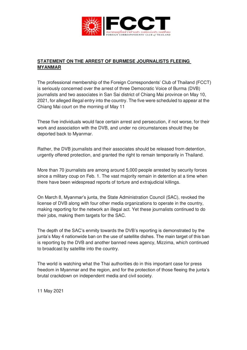 Find our statement on the arrest of Burmese journalists fleeing Myanmar below:
#WhatsHappeningInMyanmar