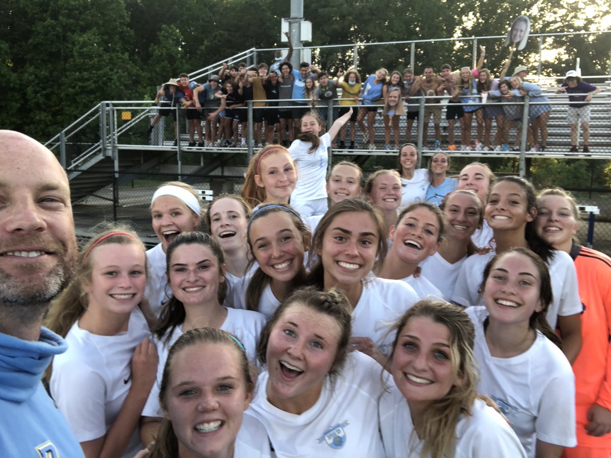 DWDGSoccer's tweet photo. Upper State Champion Win Selfie! With the best fans in the state. Thanks to the Paint Crew for getting in on the action! 2-1 in a tough game with Powdersville. Gs- Reece, Lauren As- Peyton, Reece. Man what a game! So proud of this team. Let’s Go! #OneDaniel #GoLions https://t.co/JBzS2GHKKx