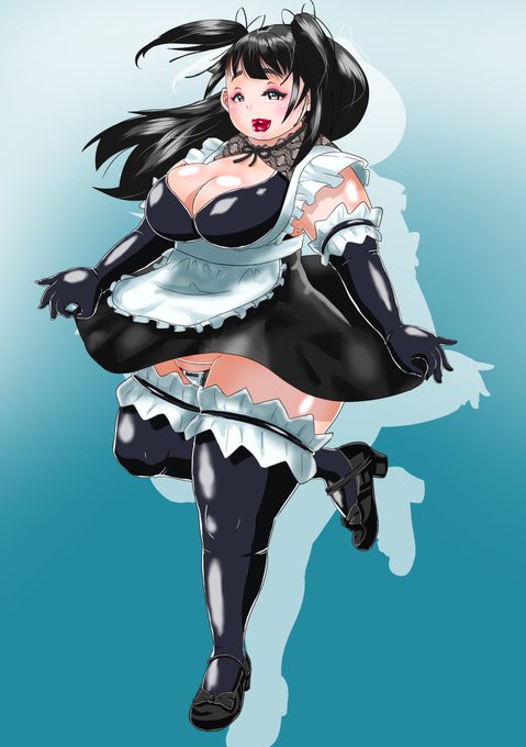 #メイドの日 
#ぽっちゃり
#ラバーフェチ 
#唇フェチ
#イラスト 