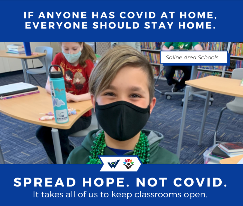 Your health is important. Stay home until you feel better.
Remember when we used to come to school sick? Let’s #SpreadHopeNotCOVID by staying home anytime we have the sniffles, a cough, sore throat, or any other symptoms. <a href="/WashISD/">Washtenaw ISD</a> &amp; <a href="/WCpublichealth/">Washtenaw County Health Department</a>