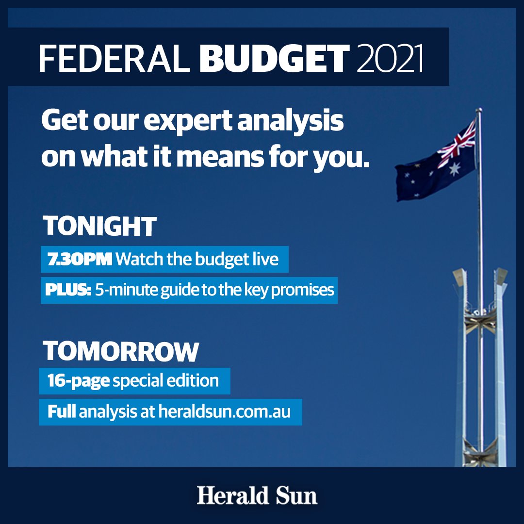 theheraldsun's tweet photo. What will tonight's Federal Budget announcement mean for you? This is what we know so far > https://t.co/gzJcAScLQ0 https://t.co/JCEOSUwLDq