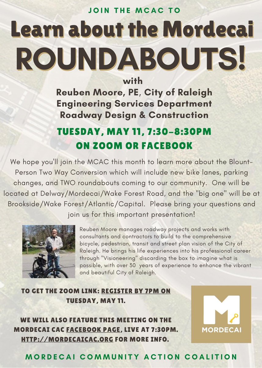 Mordecai CAC (@mordecaicac) on Twitter photo Join the MCAC on May 11 as we hear from <a href="/RaleighTranspo/">Raleigh Transportation</a> about the upcoming Blount-Person Two Way Conversion & TWO Roundabouts that will be coming to our community. Bring your questions on Tuesday 7:30pm on Zoom or Facebook. More details at mordecaicac.org. #northperson Join the MCAC on May 11 as we hear from <a href="/RaleighTranspo/">Raleigh Transportation</a> about the upcoming Blount-Person Two Way Conversion & TWO Roundabouts that will be coming to our community. Bring your questions on Tuesday 7:30pm on Zoom or Facebook. More details at mordecaicac.org. #northperson