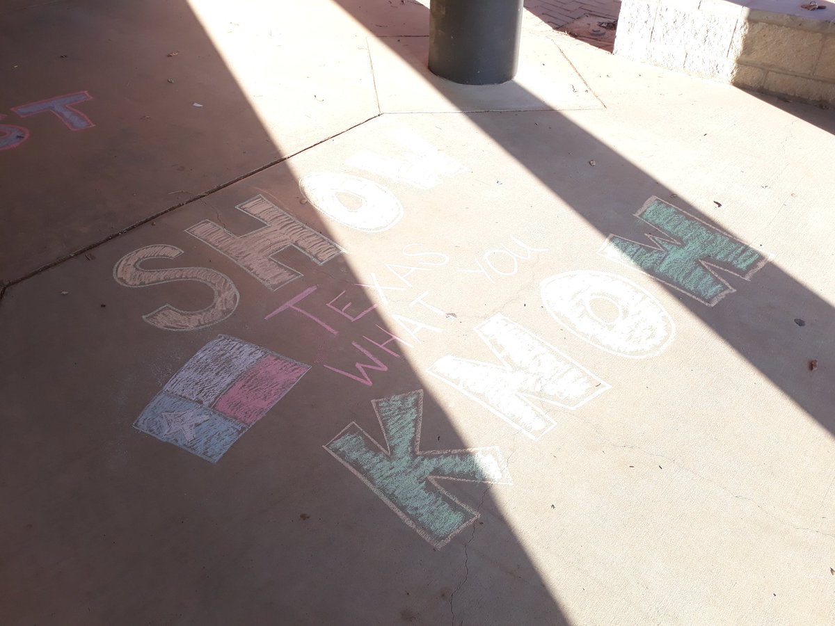 With my daughter's help we 'chalked' up the walkway into Ross. Ross kids, you must know we are all in your corner. It's time to SHINE! #ilovemyjob #chalkitup #addvandelizetomyresume #rockthestaar #lookoutTexas