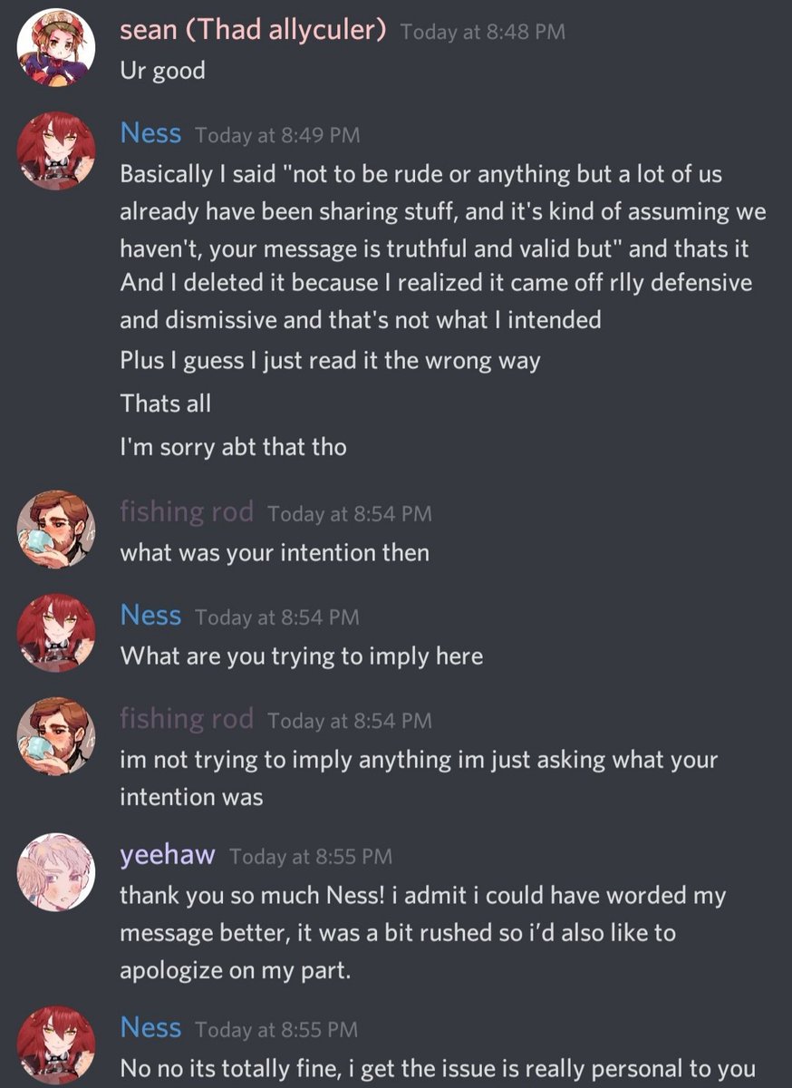 the message about raising awareness would be first. They both said it was good but one of the mods wanted to clarify so I waited. This is when Rod asked Ness to clarify what their intention was, I dont remember anything coming from that so moving on
