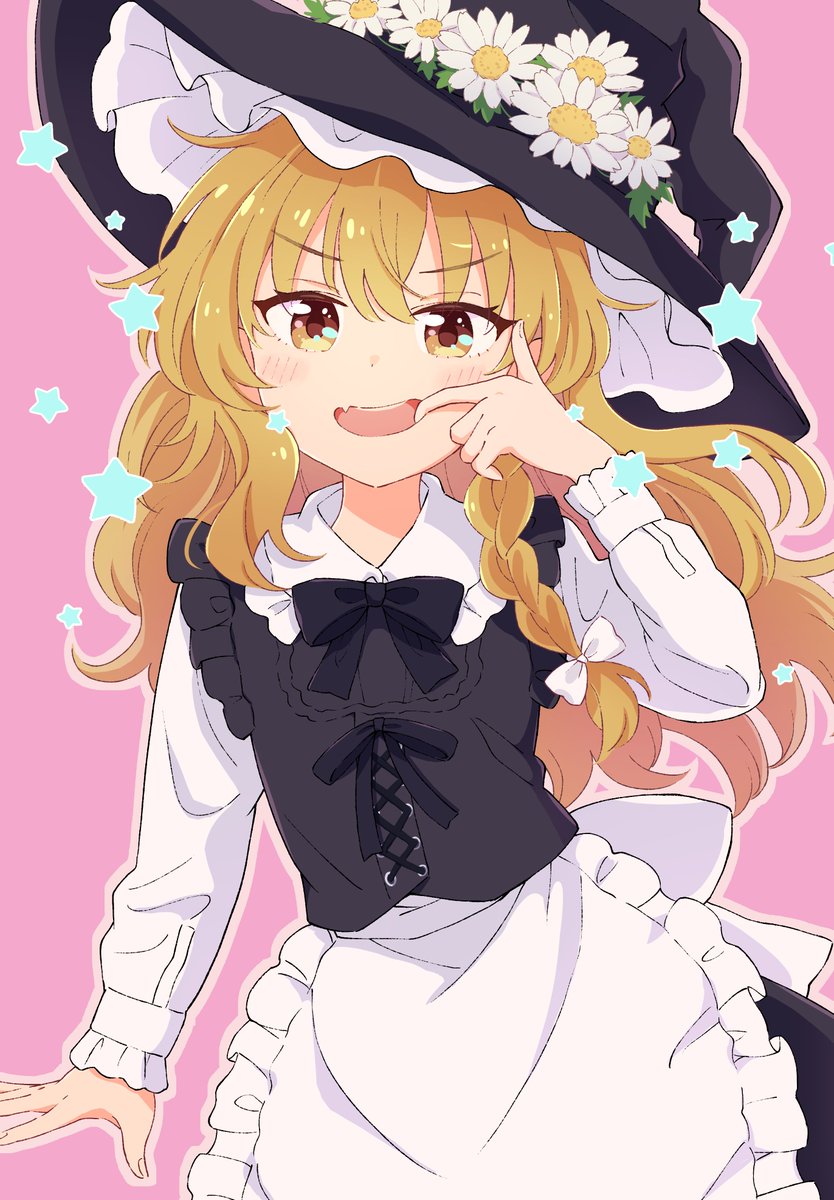 kirisame marisa 1girl hat blonde hair witch hat solo braid apron  illustration images