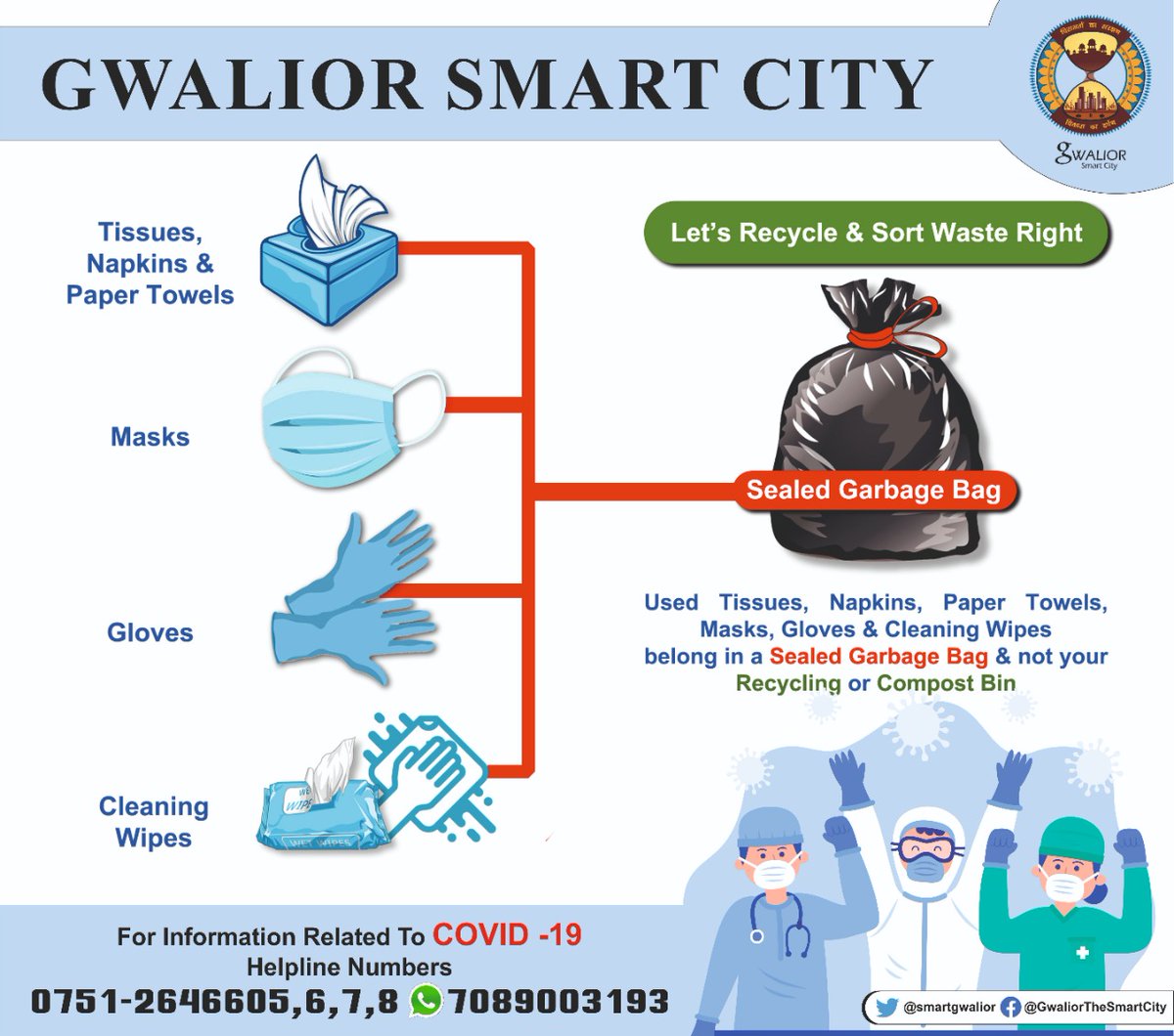 smartgwalior's tweet photo. Let's recycle & sort waste right and maintain proper hygiene.
#gwaliorsmartcity
#maintainhygiene
#StayHomeStaySafe https://t.co/uMsEpSrAE8