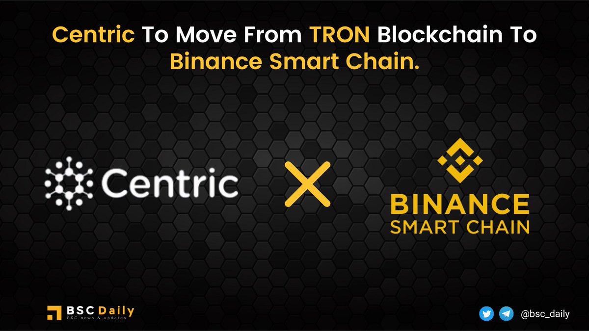 Another big name from #TRON has joined #BSC!

The innovative dual-token digital currency &amp; decentralized blockchain protocol <a href="/CentricRise/">Centric Official</a> has decided to move from #TRX to #Binancesmartchain. Its $CNS &amp; $CNR will be in BEP-20 standard.

More info: centric.com/news_event/cen…

#Centric
